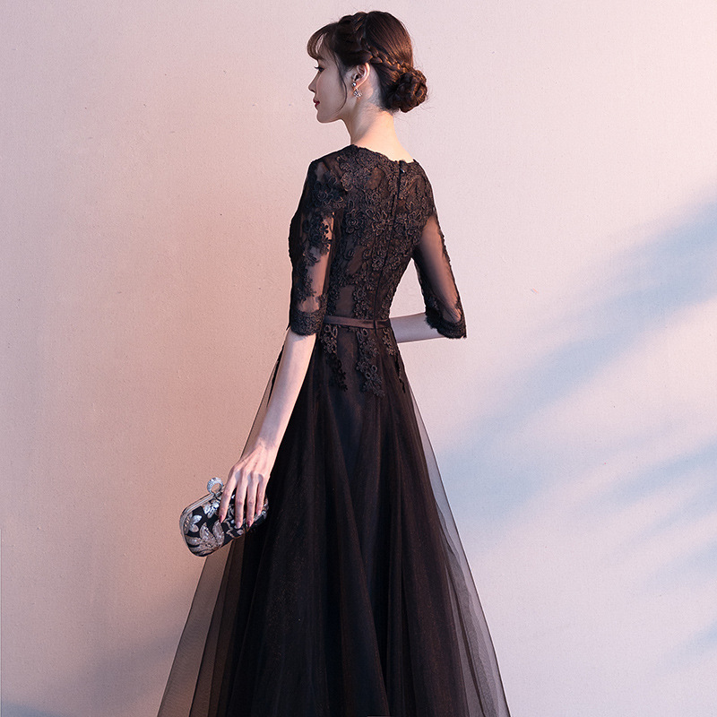 Elegante vestido de noche para mujer, estilo nuevo de otoño y verano 2026, vestido largo elegante negro para banquete, reunión anual de socialites, vestido adelgazante image 4