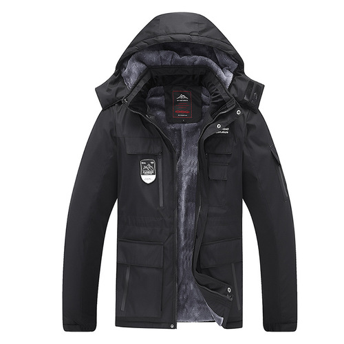 Cozy and Warm Loose Fit Winter Couple's Casual Outerwear with Fleece Lining, Thick and Padded Cotton Coat for Men