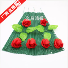 热销DIY2毫米胶包绿色花杆 2号花艺铁丝香皂花玫瑰花仿真花花杆
