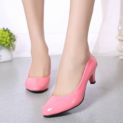 Four Seasons High Heel Shoes Women's Medium Low Heel Fashion Pointed Shoes 5CM Thick Heel Casual Leather Shoes Low Heel Work Performance Shoes