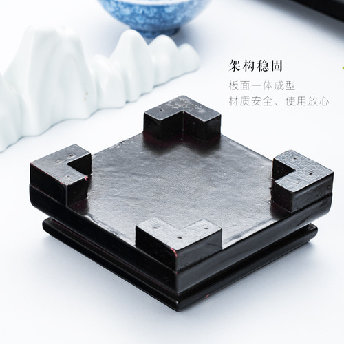 Square base bracket solid wood crafts ornaments tea set Buddha statue stone small fish tank vase flower pot holder wooden