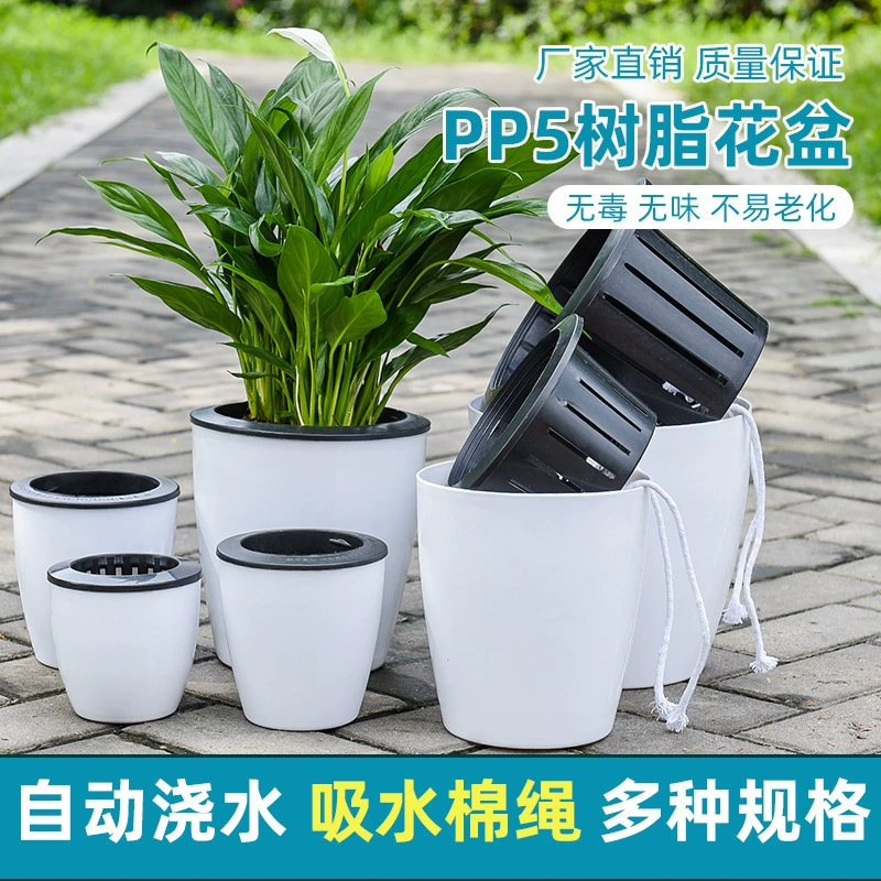 Ленивый цветочный горшок Автоматический абсорбирующий пластиковый горшок в виде керамики Зеленое растение Гидропонный большой горшок из смолы Черно-белое цветное яйцо динозавра