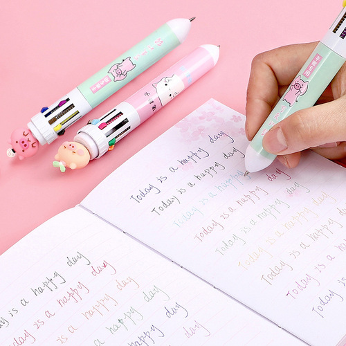 10-color 6-color ballpoint pen handbook pen Korean creative ten-color pen graffiti pen push-type color multi-color student award