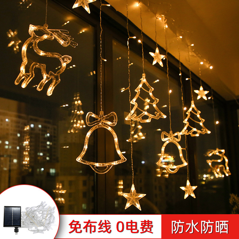 Luz de cortina de Navidad solar estrella luz de la luna deseando bola luz de color Cadena de luz intermitente Internet celebridad decoración de la habitación chica corazón
