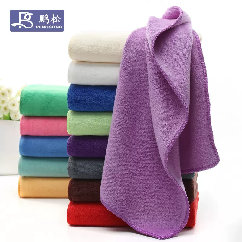 厂家批发理发店美容院毛巾加厚素色吸水超细纤维毛巾干发巾不掉色