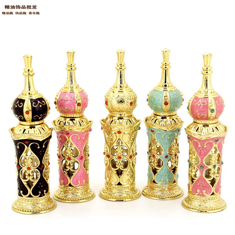 En stock fábrica al por mayor de Oriente Medio botella de perfume botella vacía Árabe Dubai encuentro flores botella de perfume Tierra 12ML
