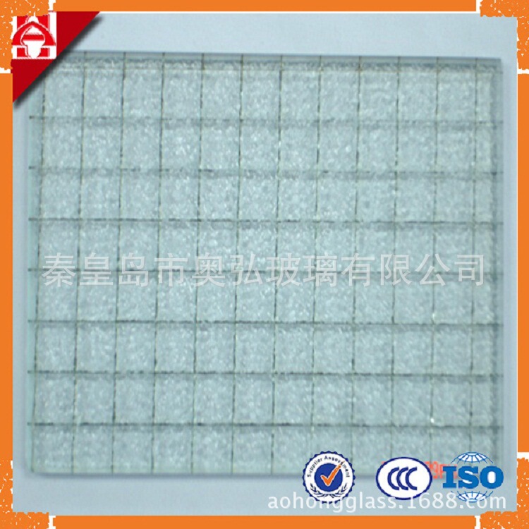 6mm Transparent Brown Fragrant Pear Embossed Wire Glass Anti-theft Glass Non-heat Insulation Fireproof Glass