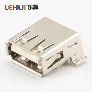 【乐辉】全贴片USB2.0母座 卧贴带定位柱USB连接器