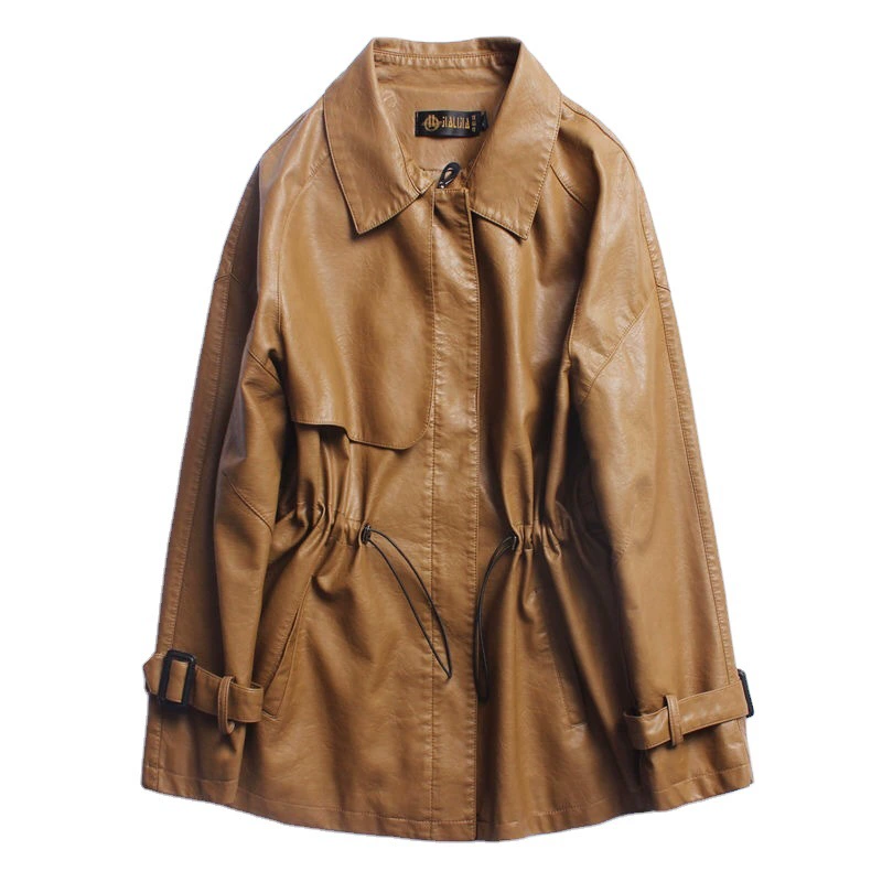 Осенняя короткая модная куртка из натуральной кожи, oversize, корейский стиль