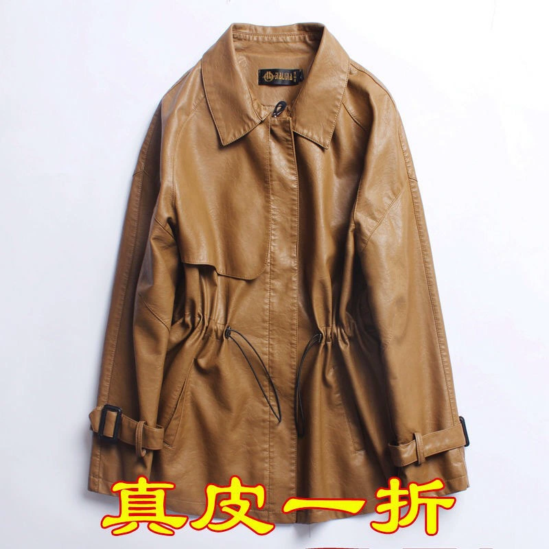 Осенняя короткая модная куртка из натуральной кожи, oversize, корейский стиль