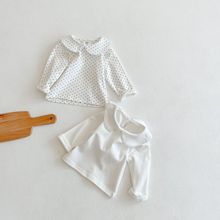 婴童t恤2025春装儿童娃娃领长袖打底衫百搭体恤上衣泡泡袖加绒款