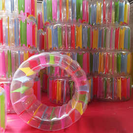 供应PVC充气水上滚筒儿童草地互动爬行游戏玩具七彩滚轮充气滚筒