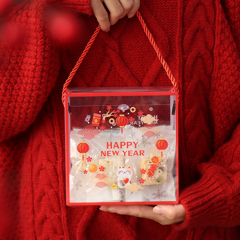 Año nuevo snack caja de regalo copo de nieve crujiente caja de embalaje Caja de galletas portátil regalo transparente caja de regalo de caramelo