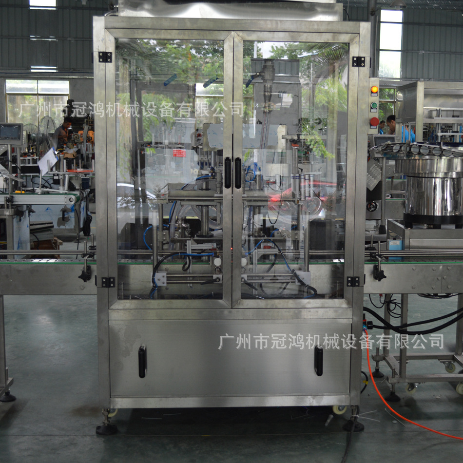 洗手液消毒水全自动液体灌装机泵头盖旋盖机瓶装液体罐装机