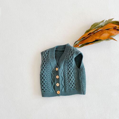  new baby boy and girl versatile baby 0-2 years old cardigan cotton knitted sweater rhombus vest jacket