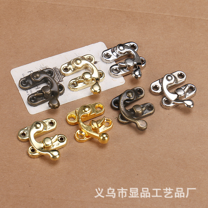 厂家批发铁皮牛角锁弯钩锁木质酒盒锁包装盒五金锁扣