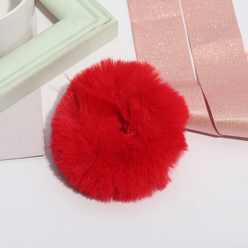 Estilo coreano Lolita color caramelo DE LA Felpa del anillo de Pelo suave chica Lolita imitación de piel de conejo accesorios para el cabello cuerda de pelo bola de peluche anillo de pelo