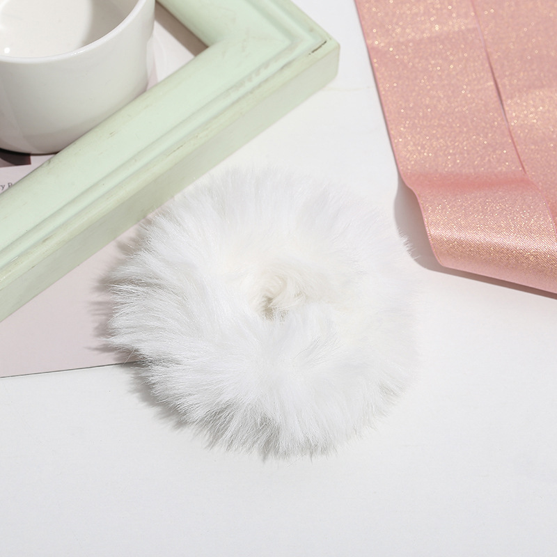 Estilo coreano Lolita color caramelo DE LA Felpa del anillo de Pelo suave chica Lolita imitación de piel de conejo accesorios para el cabello cuerda de pelo bola de peluche anillo de pelo