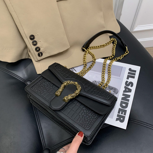 Factory Direct Supply Autumn/Winter Women's Bag New Trend Chain Stone Texture Quality Fashion Shoulder Bag Crossbody Small Square Bag