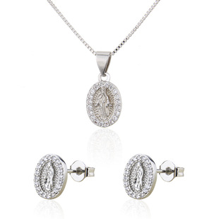 Necklace, chain, brand set, platinum copper pendant, earrings, simple and elegant design, European style