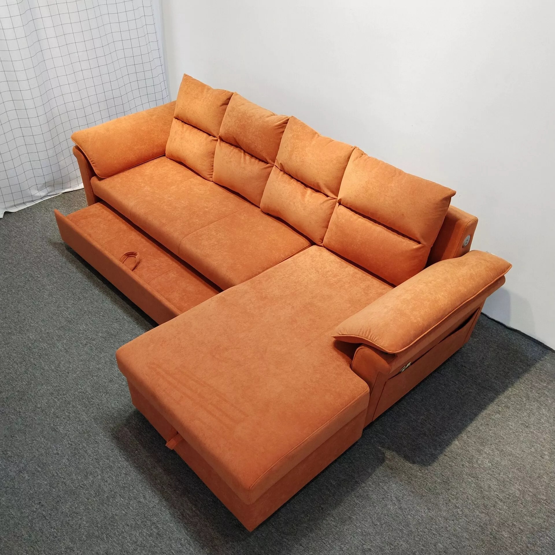 Sofá cama multifuncional plegable esquina de sala de estar tipo casa pequeña y mediana combinación de tela de tecnología de almacenamiento sofá cama de doble propósito image 1