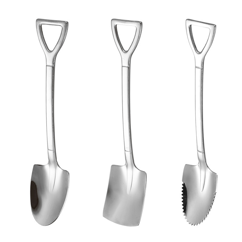 304 de acero inoxidable forma de vajilla pala cuchara de helado cuchara de sandía Tenedor de fruta postre cuchara de punta de agitación