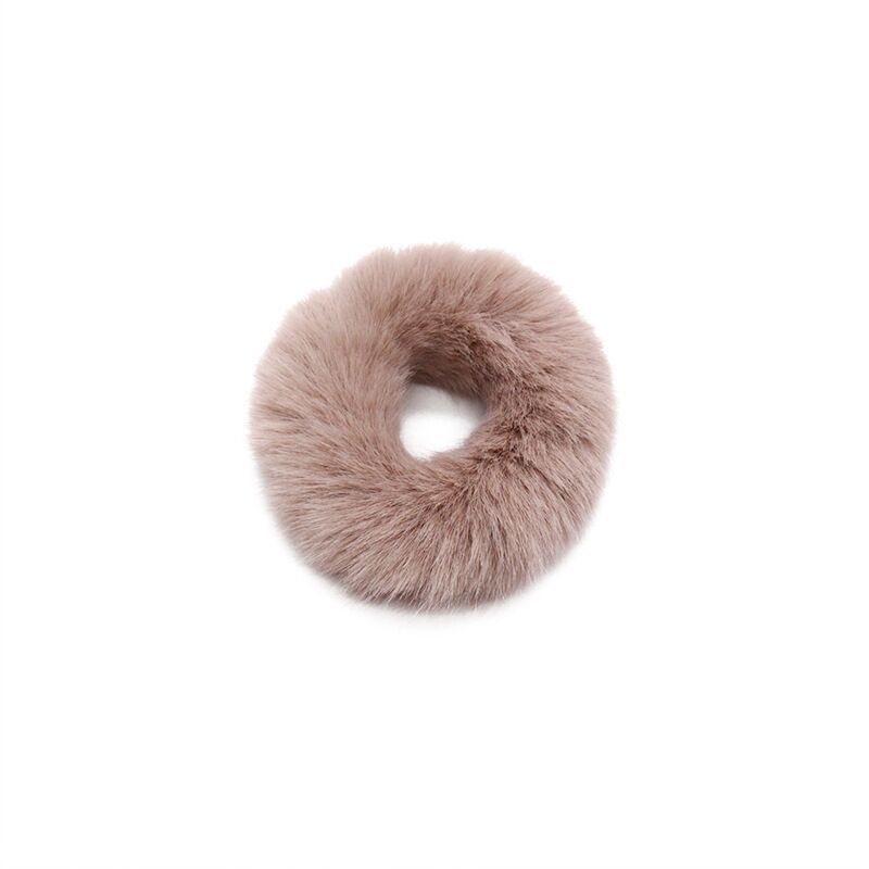 Rabbit hair donut scrunchie Mink hair rope Hair velvet headdress All plush hair rope fashion headaccessories_voghion.com
