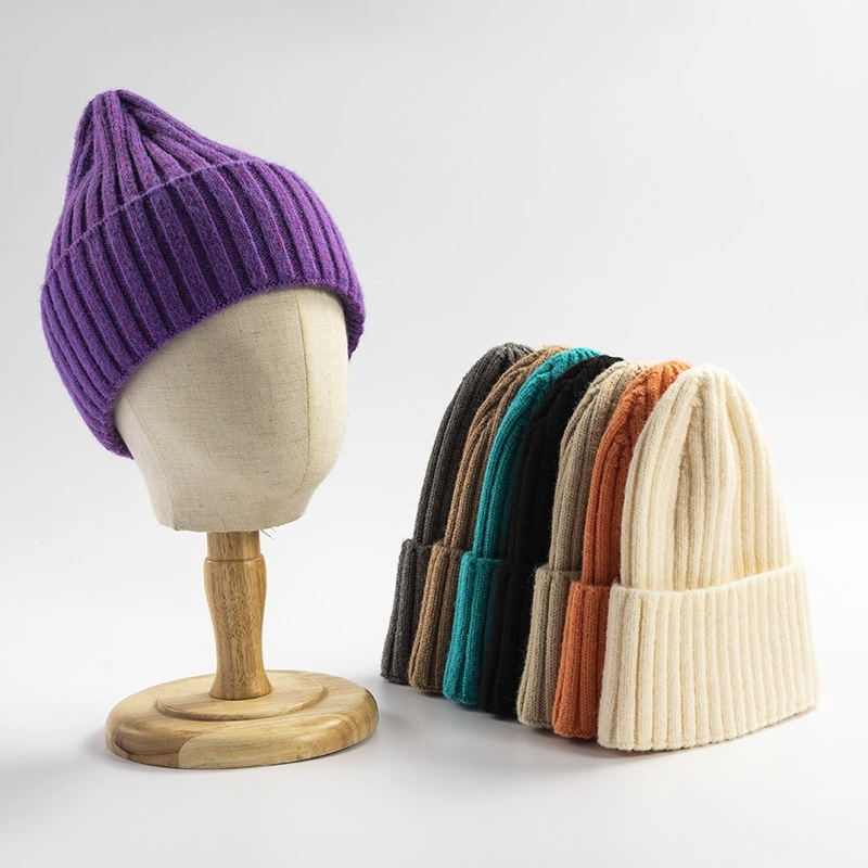 Demi-season fashionable knitted hat, men's keep warm woolen colored cashmere, Korean style