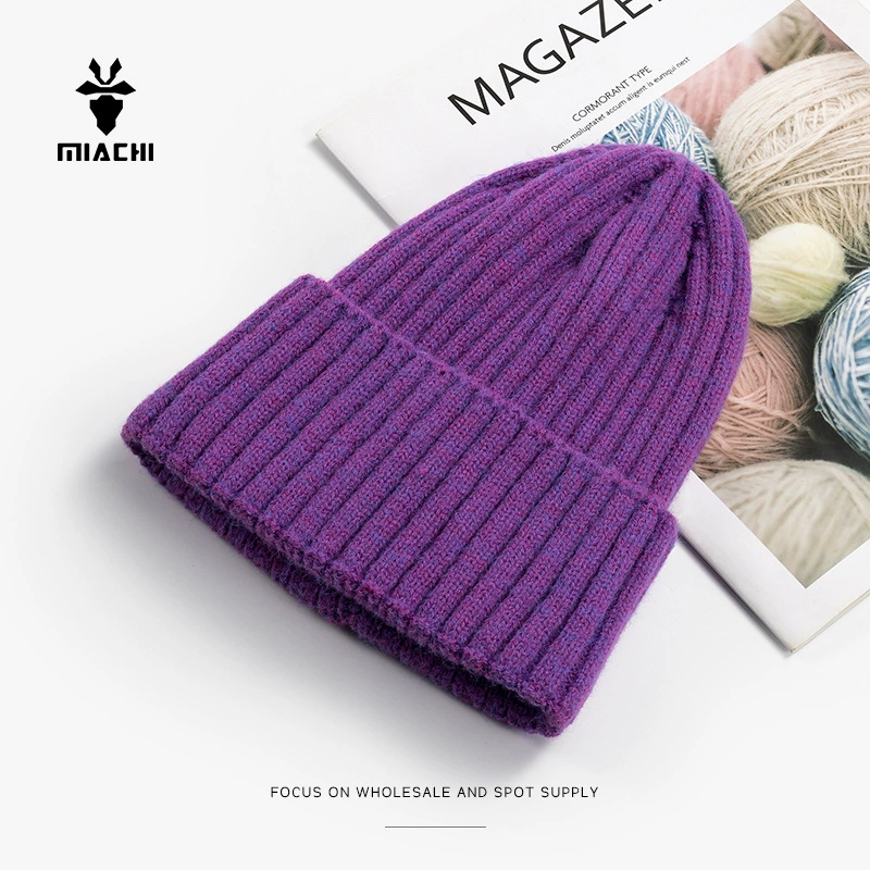 Demi-season fashionable knitted hat, men's keep warm woolen colored cashmere, Korean style