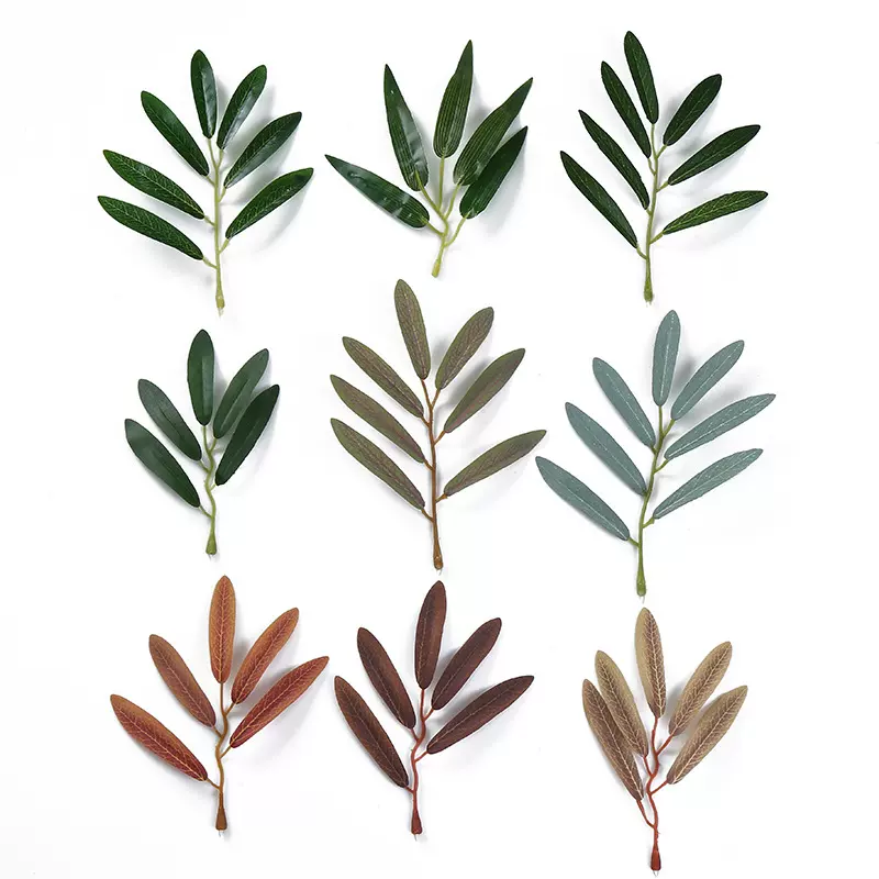 仿真胶五片竹叶假竹子叶装饰田园乡村客厅装饰仿真绿植批发