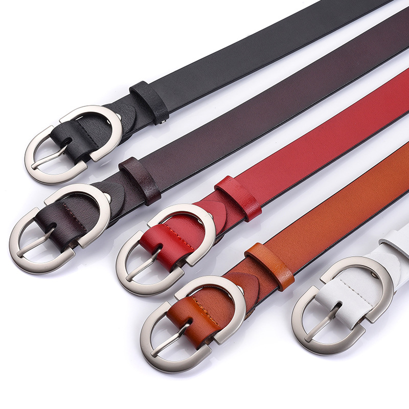 Cinturón de cuero para mujer Cinturón de cuero puro Estilo de mujer ins jeans simples para todo fósforo con monos decorativos