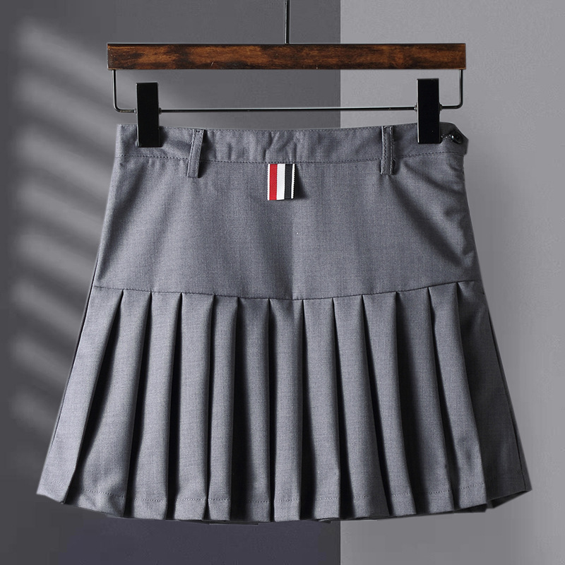 Summer New Korean Style tb Pleated Skirt Short Skirt Academy Style Anti-running Light Lining High Waist Stylike Slim-fit Skirt for Women