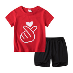 A new fashion color-block short-sleeve set for children and babies, wholesale and dropshipping available.