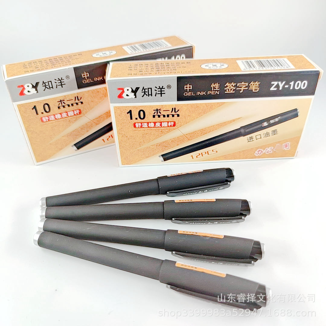 Zhiyang Zy100 Frosted Gel Pen 1.0mm Business Pure Black Gel Pen Office Pen Wholesale Quick-Drying