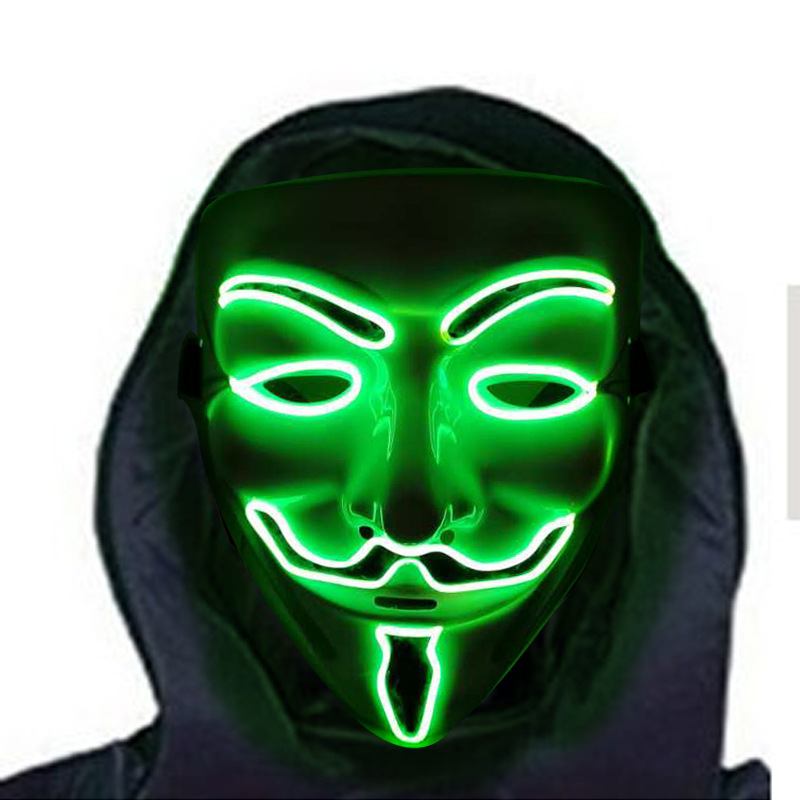 Cross-border DIY envío gratuito en forma de V máscara luminosa Halloween carnaval noche fantasma danza adultos hombres y mujeres el fluorescente Decoración