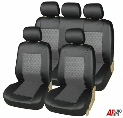 9-Piece Set Double-Line Quilted Embroidery – Universal seat cover - grey-2-piece-set-single-seat-in-front-row
