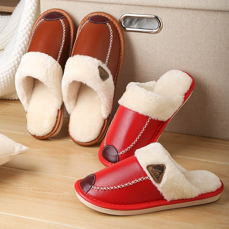 Непромокаемые тапочки из ворса, женские зимние домашние парные, теплые Нескользящие, женские хлопковые тапочки на флисовой подкладке