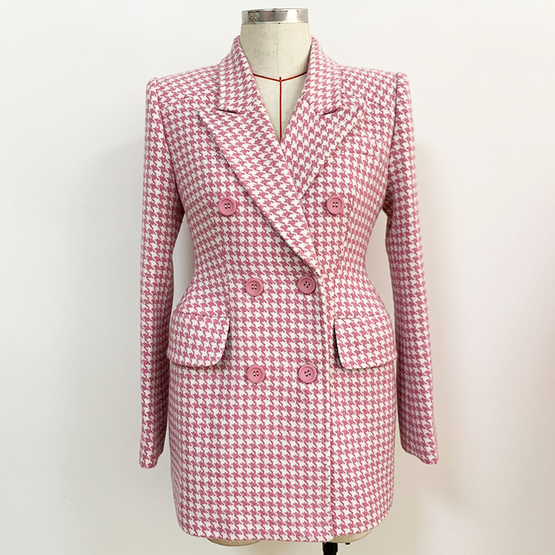 Houndstooth Peak Lapel Coat - @theestylishp