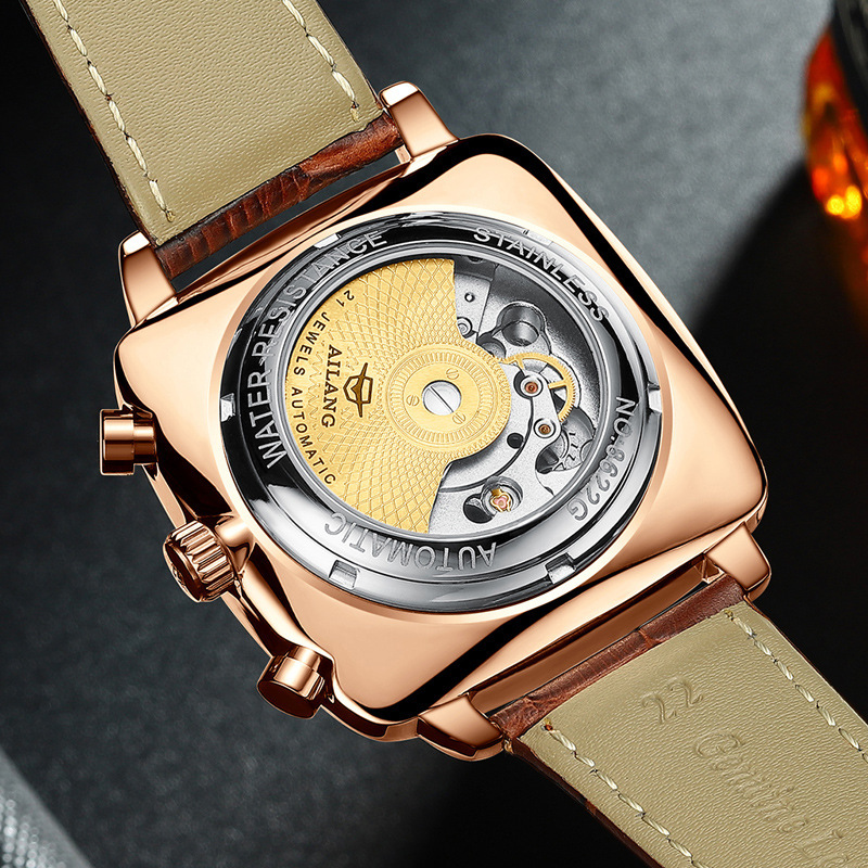 Swiss Ailang Square Watch Men's Hollow Tourbillon Multifunctional Mechanical Watch Luminous Waterproof Automatic Men's Watch