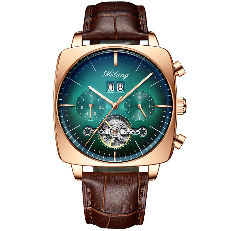 Swiss Ailang Square Watch Men's Hollow Tourbillon Multifunctional Mechanical Watch Luminous Waterproof Automatic Men's Watch