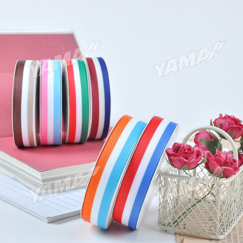 Yao Ming cinta de tres colores a rayas cinta de impresión cinta DIY ropa accesorios textiles accesorios para el cabello decoración 6 colores