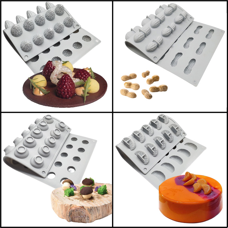 Spot Chinese style pendulum decorative silicone mold peanut mushroom Orange branch raspberry cake mold chocolate mold