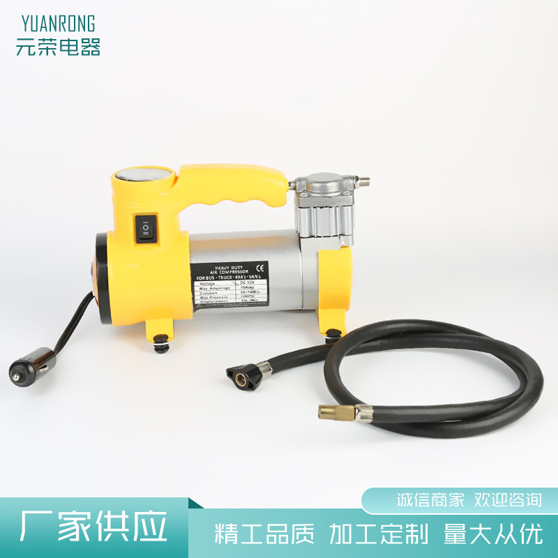 12v双缸充气泵 热销车载充气机带胎压表 点烟器大功率打气泵