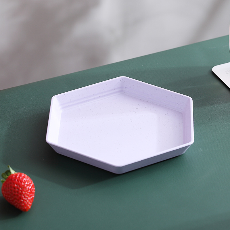 15cm hexagonal plato de paja de trigo pastel creativo plato de postre engrosada espesado resistente a las gotas plato de hueso plato doméstico