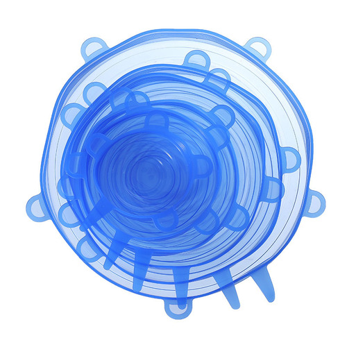 Cross-border silicone fresh-keeping lid 6-piece set stretchable transparent round lid tea cup water cup bowl lid plastic wrap