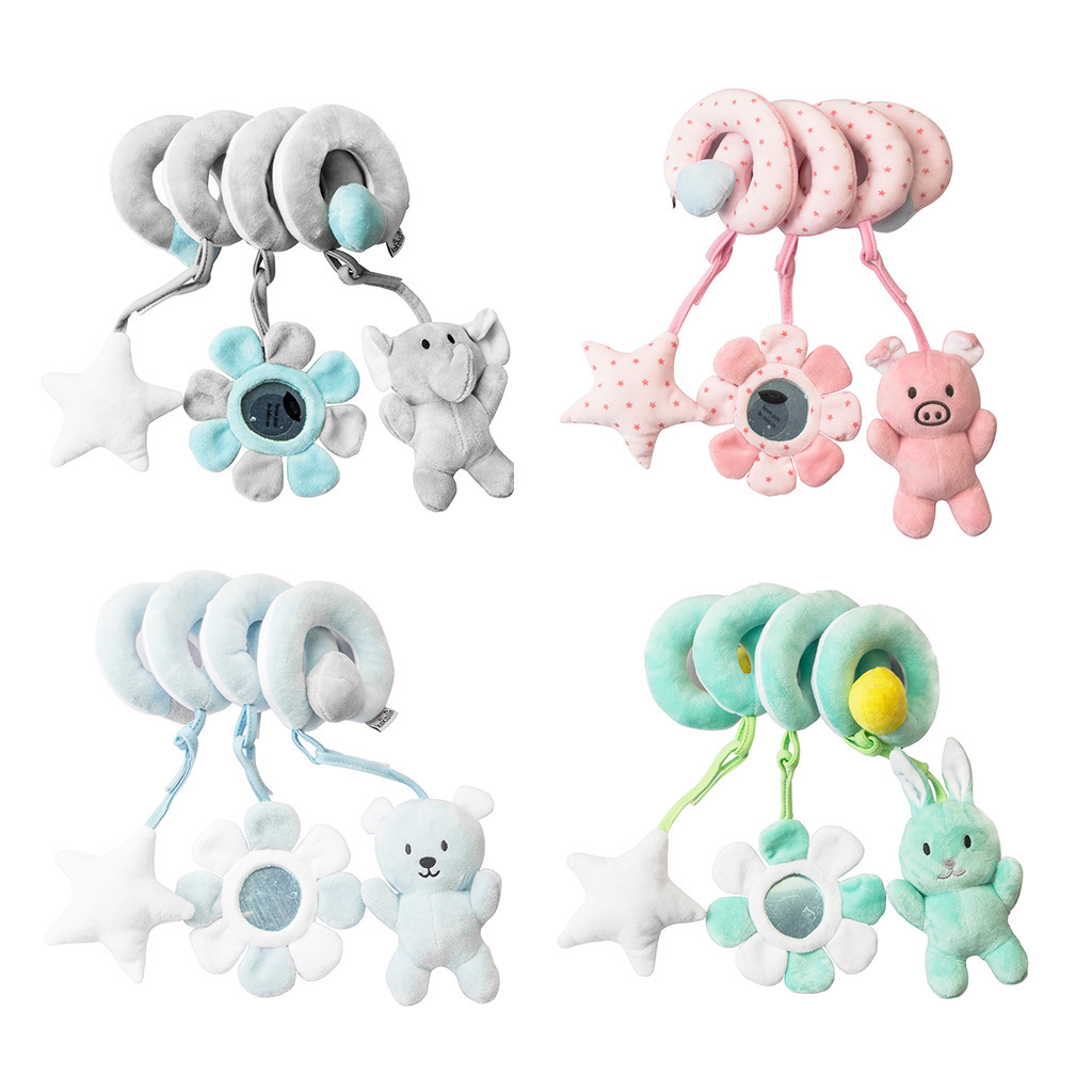 Sonajero colgante de color liso para cuna de recién nacido de 0 a 1 año, divertido espejo, juguete de peluche relajante para bebé, venta al por mayor transfronteriza.