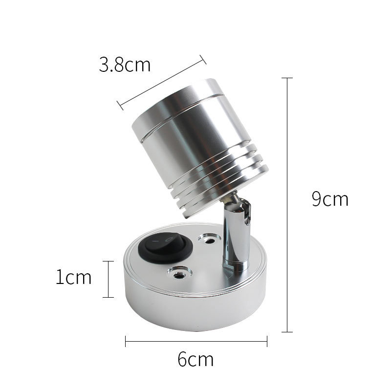 Nuevo 12Vled yate rv luz de lectura 3w bajo voltaje proyector noche universal techo superficie montada lámpara pared