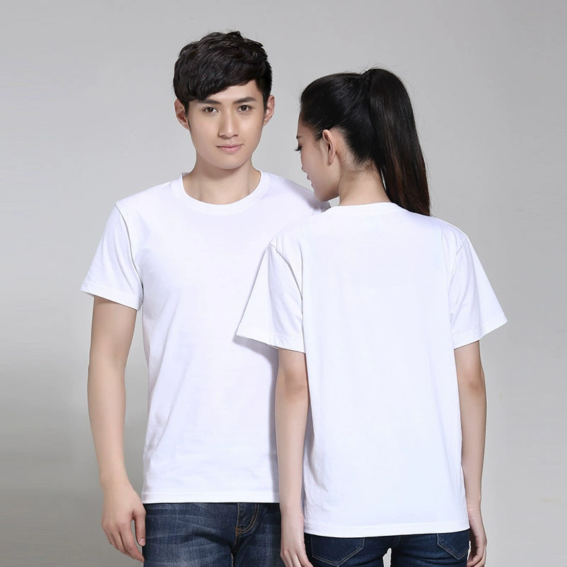 Футболка с круглым вырезом рекламная рубашка 180 г CVC сплошной цвет футболка с короткими рукавами футболка с печатным принтом логотип