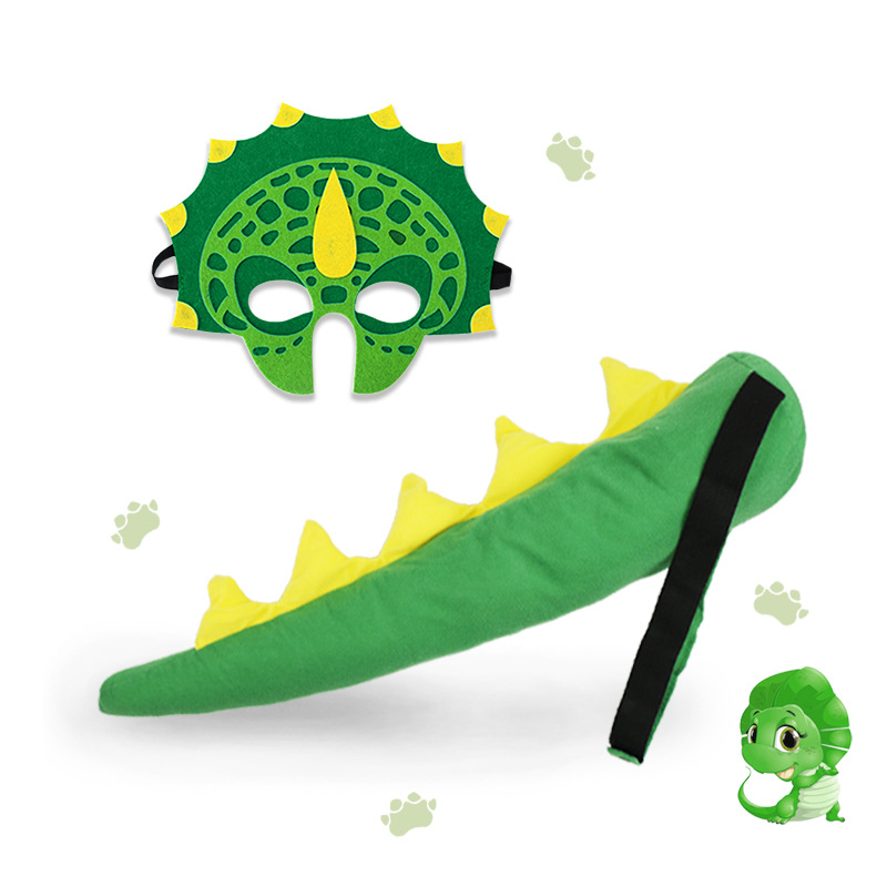 Fábrica al por mayor Amazon nuevos niños dinosaurio máscara de cola traje Tyrannosaurus apoyos del funcionamiento Cosplay