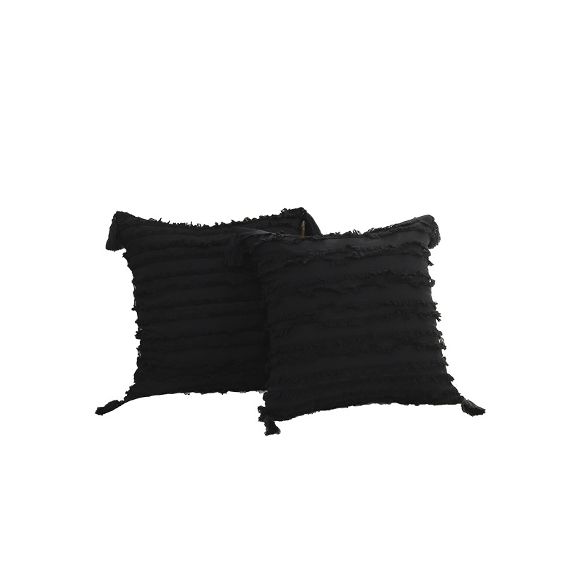 Carga de fábrica ins estilo Amazon algodón y lino corte flor encaje sofá cojín moderno color sólido borla almohada noche